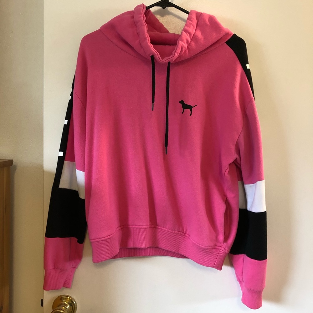 PINK Non-hooded Sweatshirt L Pink, Black & White